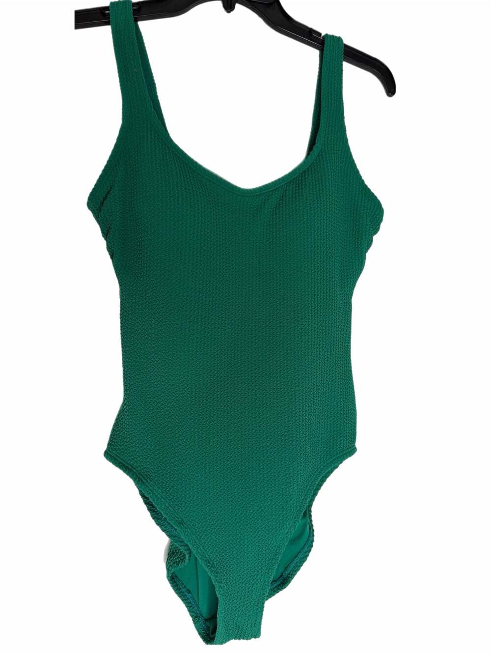 Time and Tru Women's Green Crinkle Textured Scoop Back One Piece Swimsuit Lg